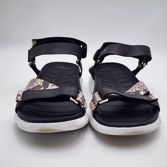 Cole Haan Zerogrand Strappy‎ Women's 10B Sandals Snake Print Black White Shoe - Picture 4 of 8
